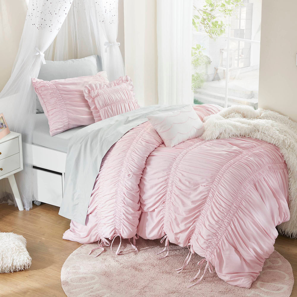 4 Pieces Twin/Twin XL Comforter Set,Pink Media 14