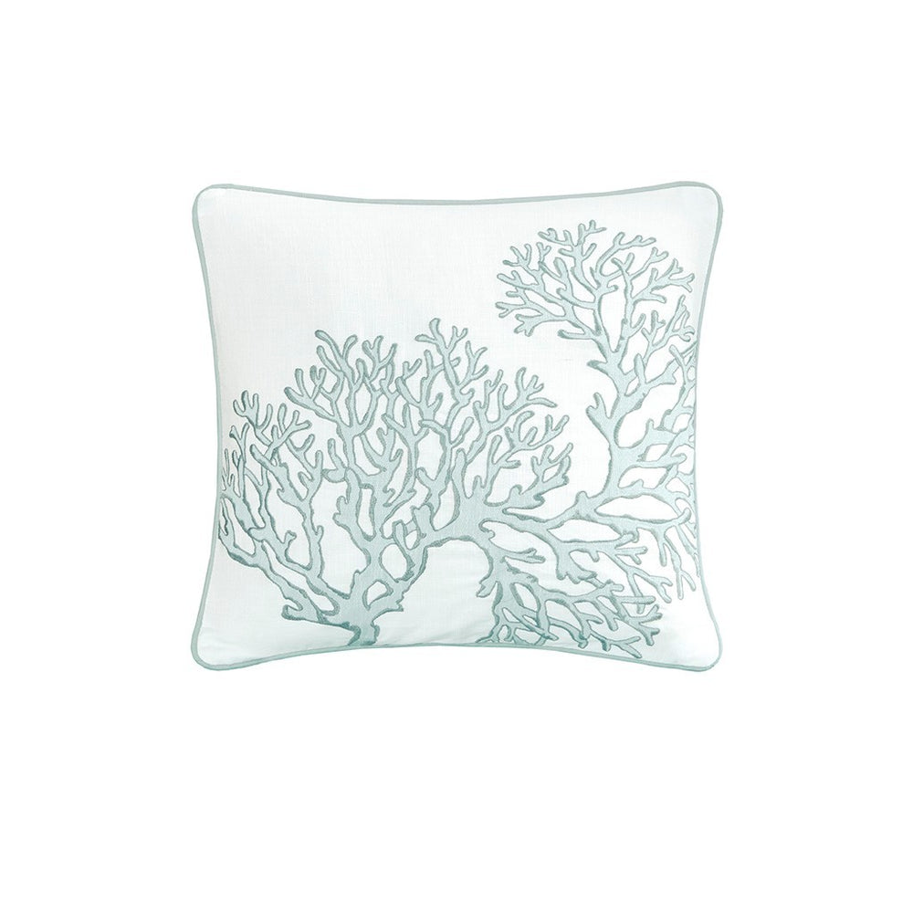 4 Piece Cotton Reversible Embroidered Quilt Set with Throw Pillow Aqua King/Cal King Media 6