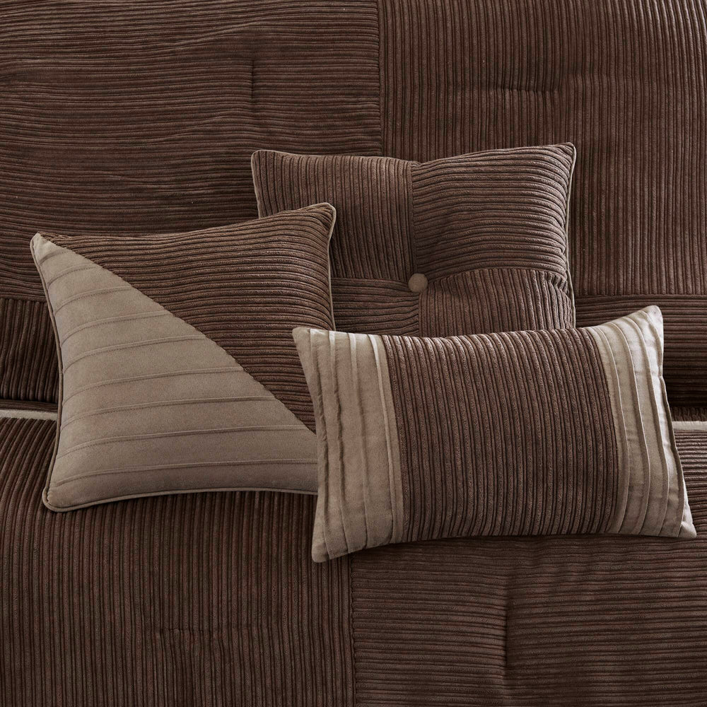 7 Piece Micro Corduroy Comforter Set Brown Cal King Media 9
