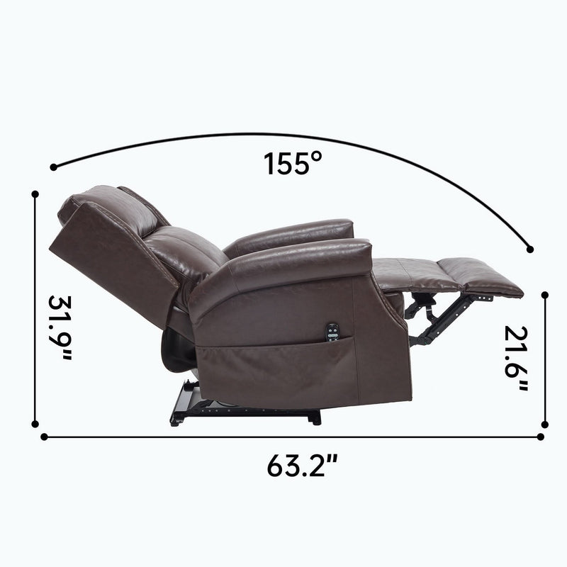 Manual Recliner Chair Faux Leather Massage With 8 Vibrating Nodes & 3 Modes For Living Room