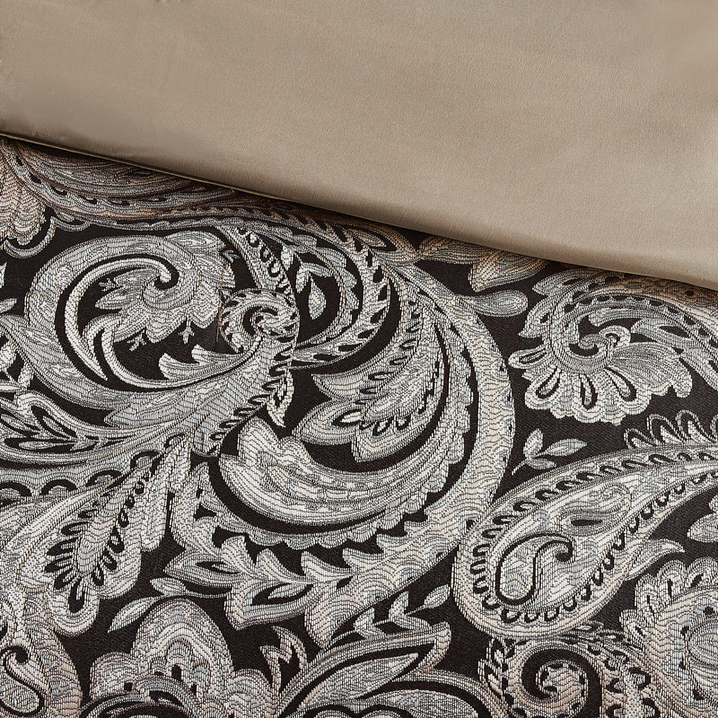 12 Piece Comforter Set with Cotton Bed Sheets Black King
