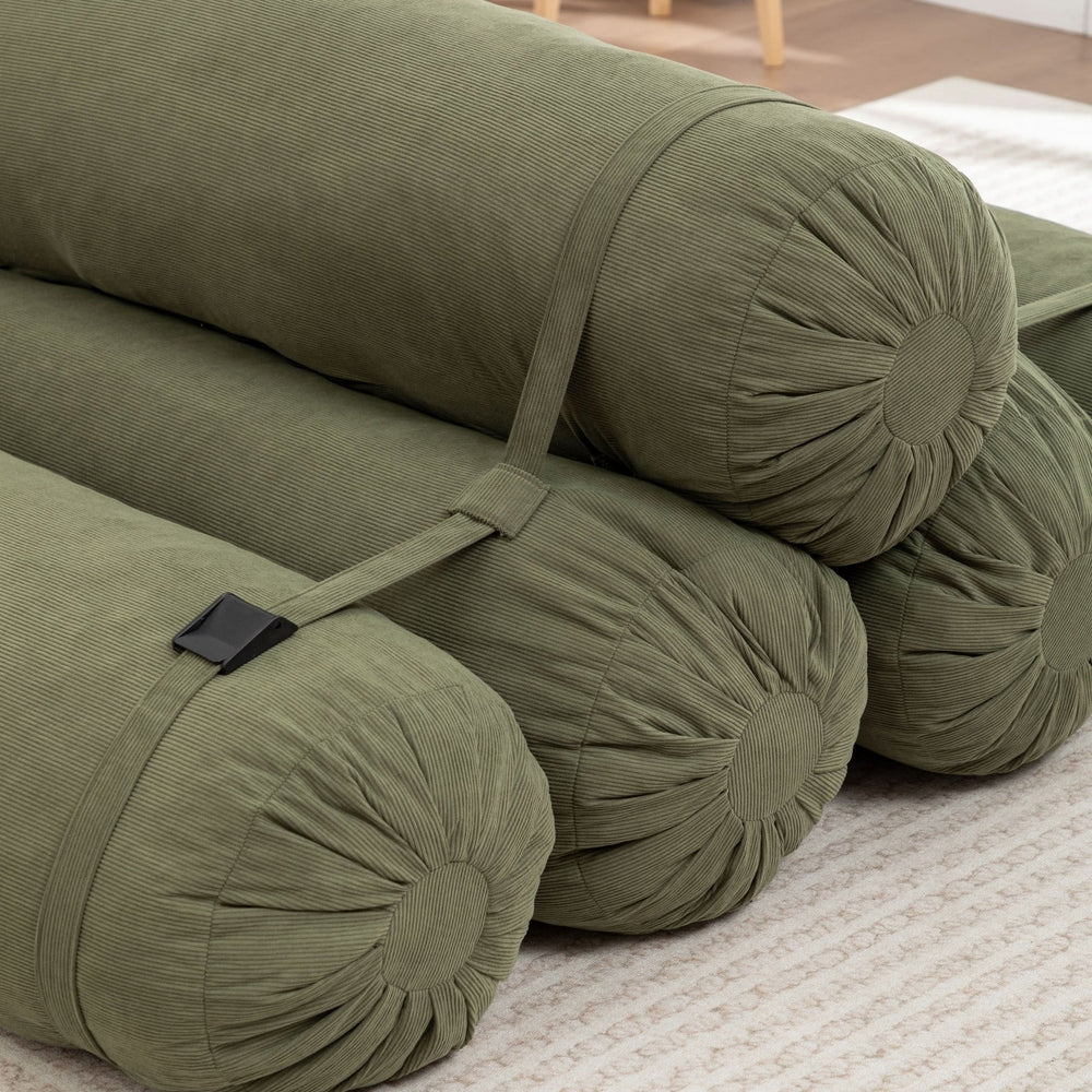 Corduroy Floor Sofa With Adjustable Straps & Multi Person Lounge Chair Media 6