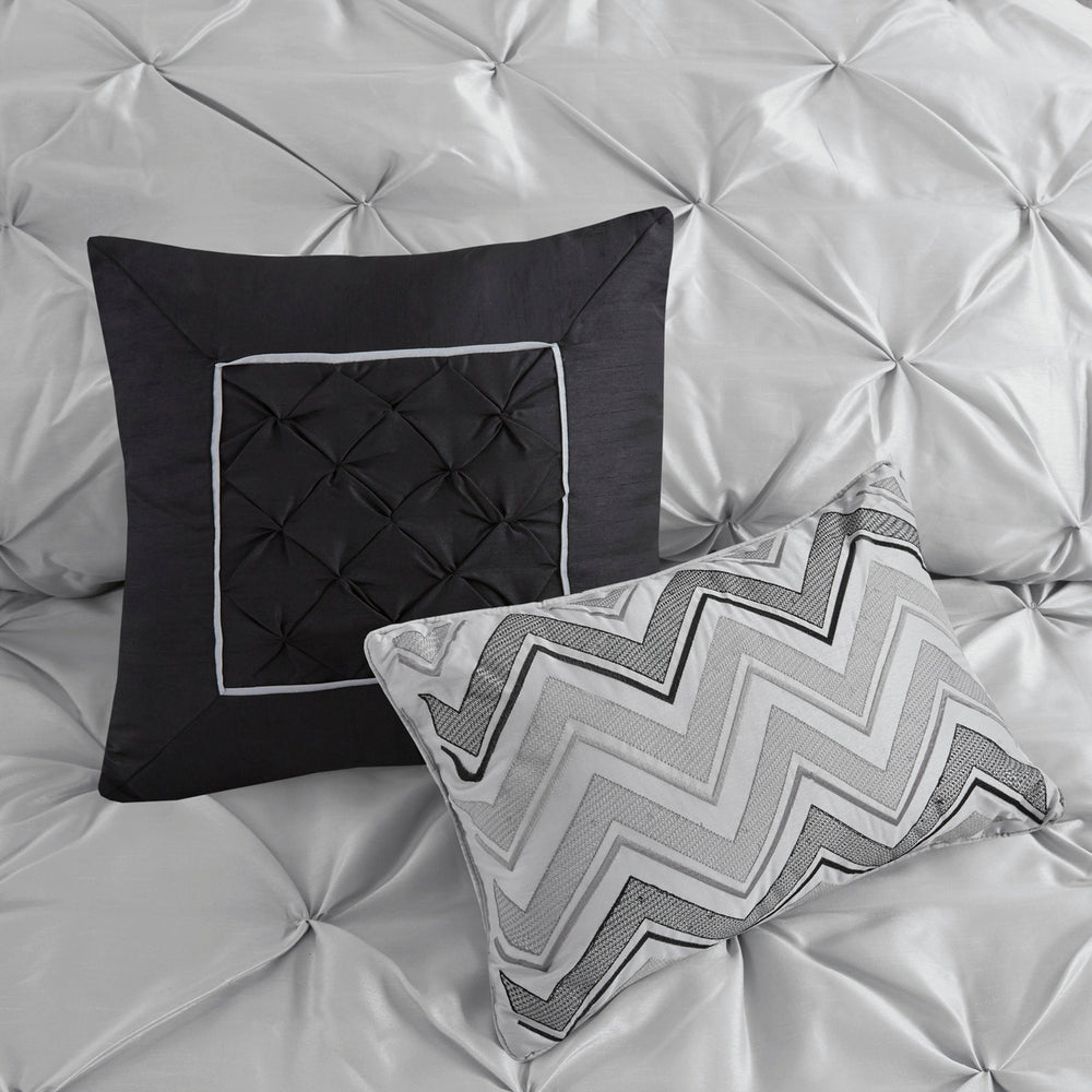 7 Piece Tufted Comforter Set Grey Cal King Media 5