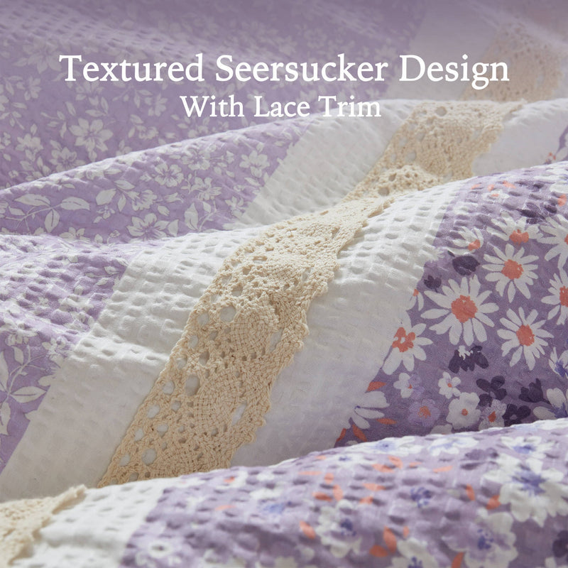 5 PCS King/Cal King Seersucker Comforter Set with Throw Pillows