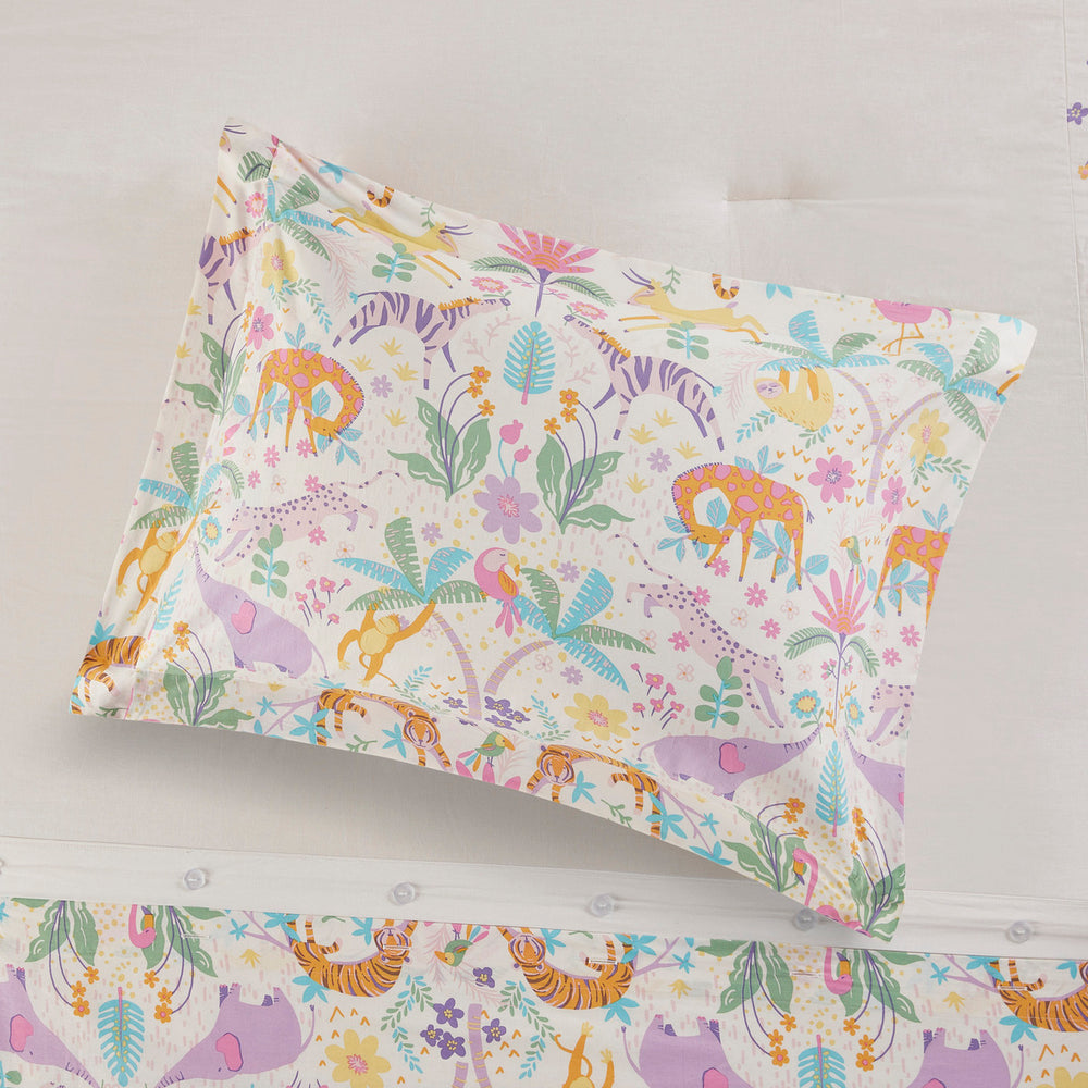 Twin Floral Reversible Cotton Duvet Cover Set with Throw Pillow Media 4