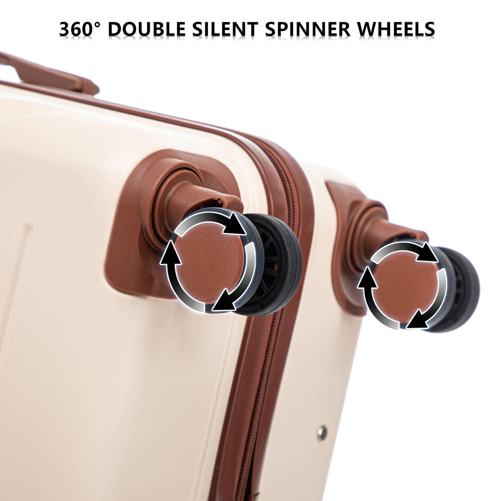 Abs Luggage Set 20 24 28 Inches 3 Piece Beige Durable Spinner Wheels & Combination Lock Media 10
