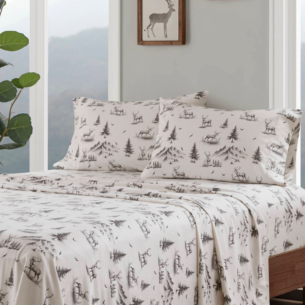 4 PCS King Sheet Set Gray Deer Toile Media 15