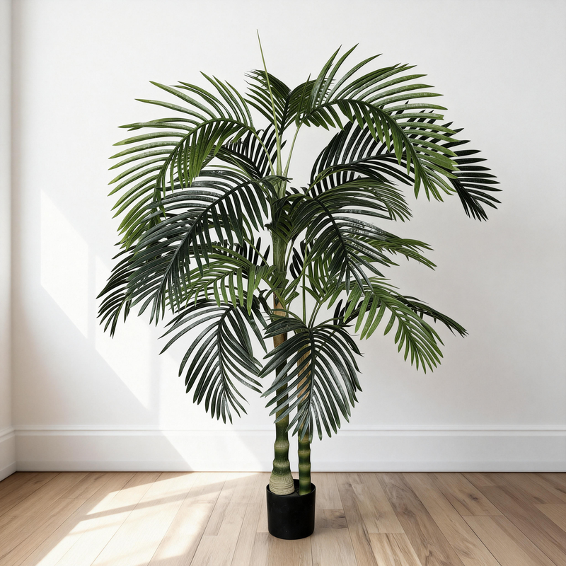 6FT Artificial Palm Tree with Black Plastic Pot, Tropical Fake Plant for Indoor Outdoor Decoration, Faux Palm, 1pc/set
