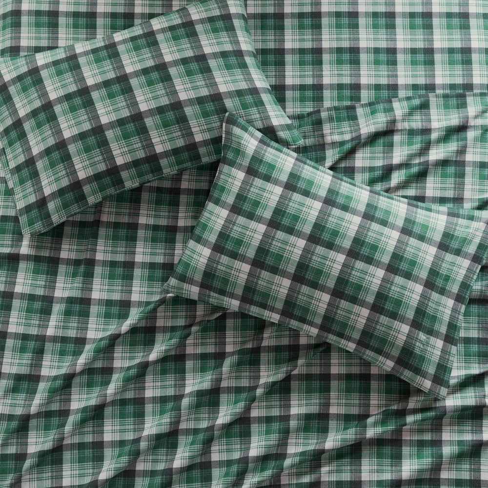 4 PCS Cal King Sheet Set Green Plaid Media 16