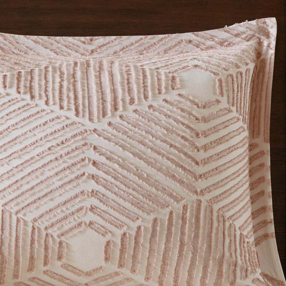 Cotton Jacquard Comforter Set Blush Full/Queen Media 6