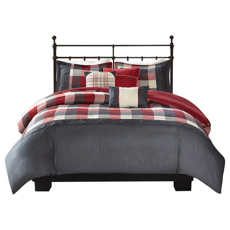 King/Cal King 6 Piece Herringbone Duvet Cover Set