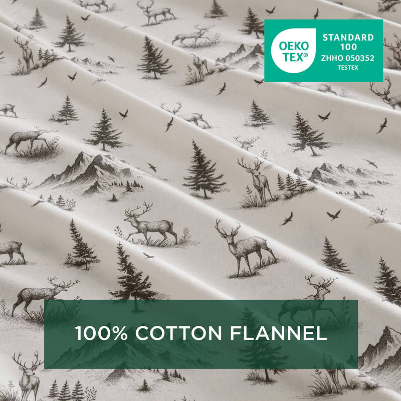 4 PCS King Sheet Set Gray Deer Toile