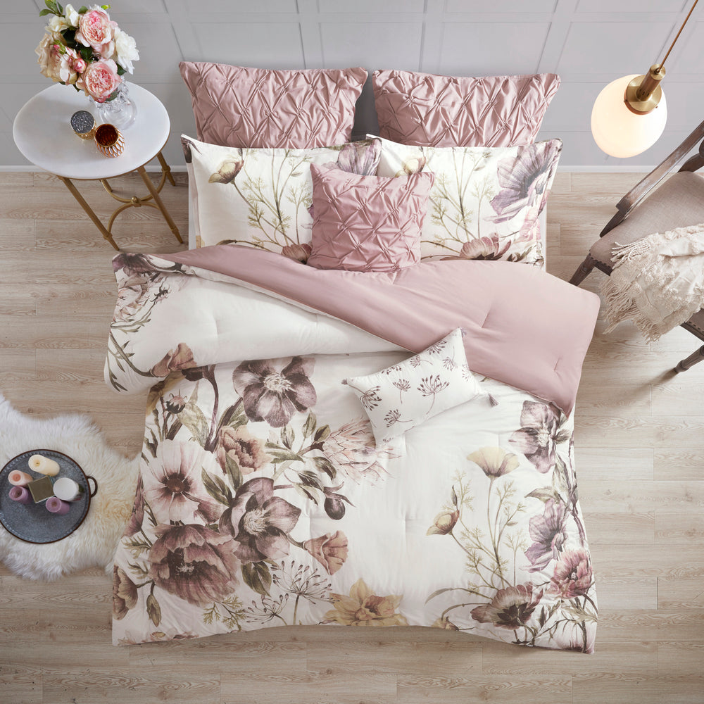 8 Piece Cotton Printed Comforter Set Blush King Media 11