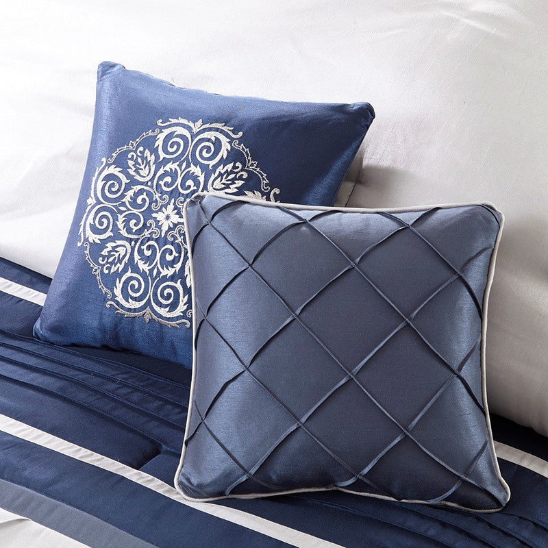 7 Piece Comforter Set Navy Queen