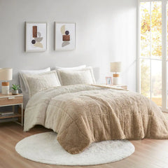 Ombre Shaggy Long Fur Comforter Mini Set perspective