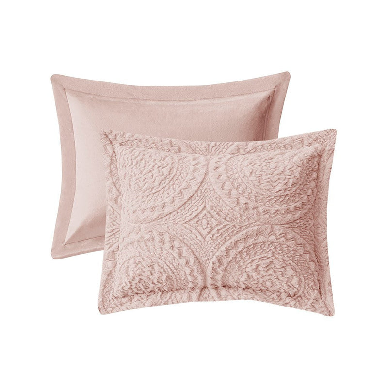 Full/Queen Embroidered Medallion Faux Fur Ultra Plush Comforter Mini Set