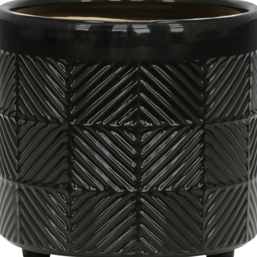 S/2 6/8' TEXTURED PLANTERS, SHINY BLACK Media 7