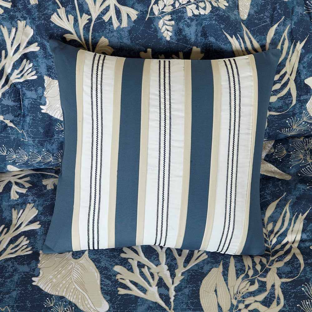 7 Piece Cotton Sateen Comforter Set Blue Queen Media 9