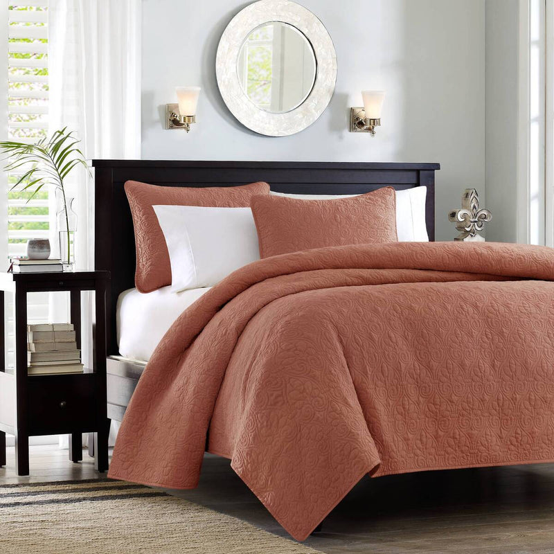 3 Piece Reversible Quilt Set Clay Red King/Cal King