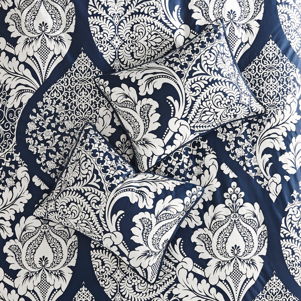 7 Piece Cotton Printed Comforter Set Indigo Cal King Media 8