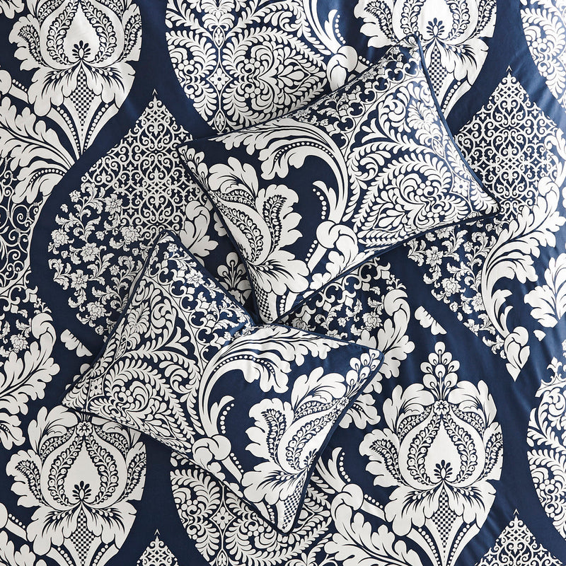 7 Piece Cotton Printed Comforter Set Indigo Cal King