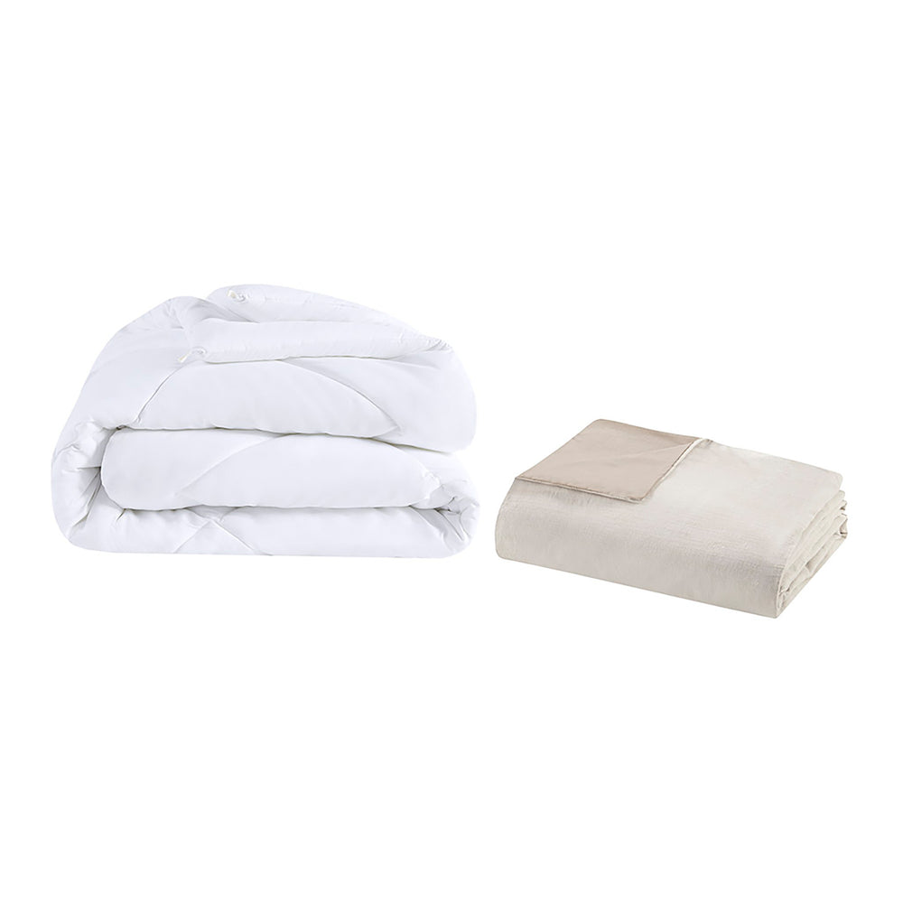 5 Piece Organic Cotton Oversized Comforter Cover Set w/removable insert Natural Full/Queen Media 17