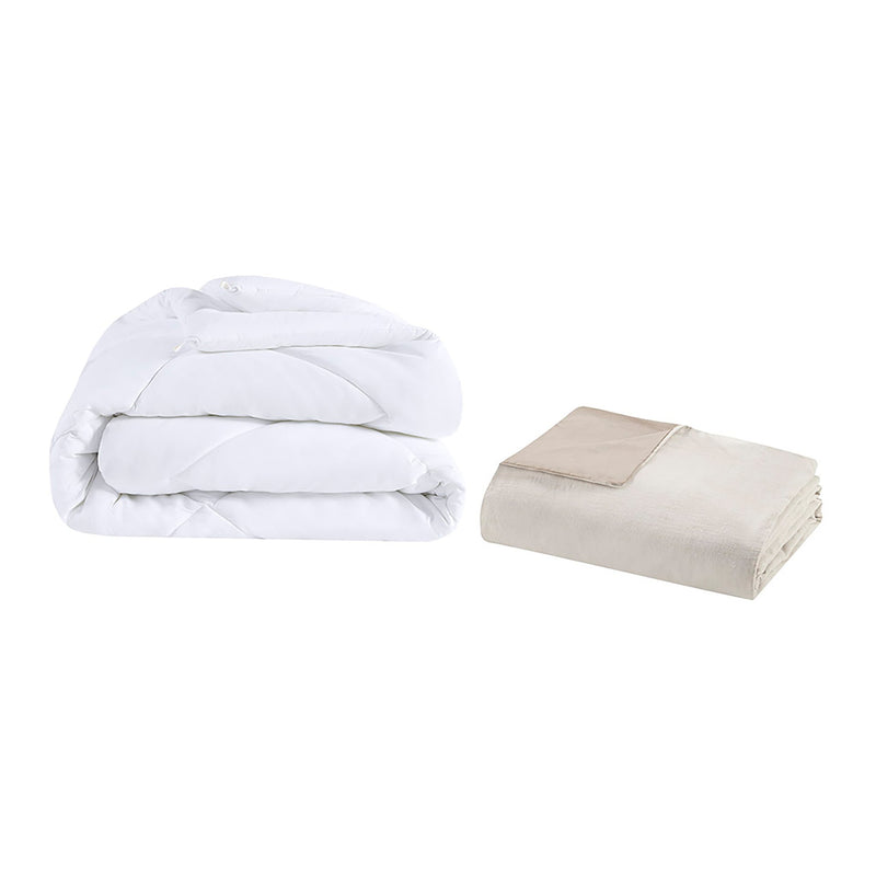 5 Piece Organic Cotton Oversized Comforter Cover Set w/removable insert Natural Full/Queen