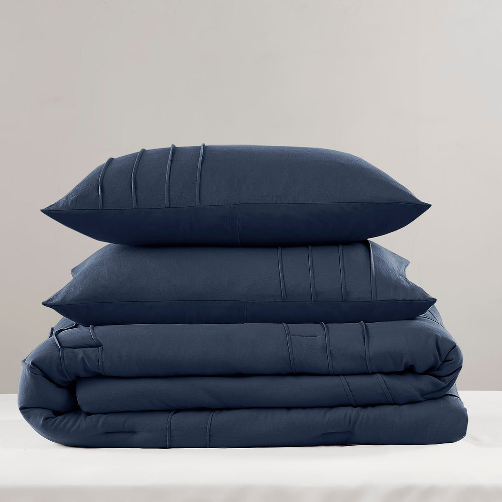 3-Piece Cal King Soft Washed Pleated Comforter Set Media 7