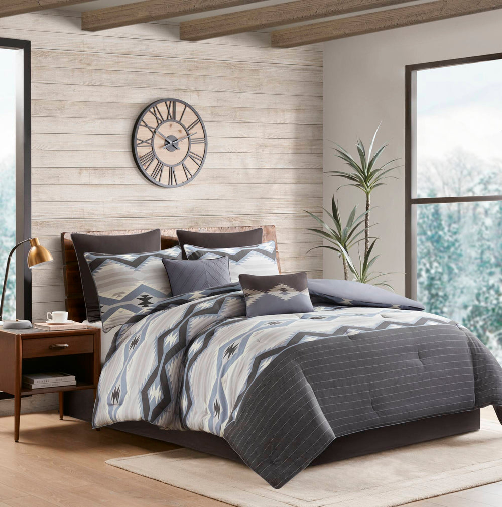 8-Piece Full Comforter Set,Blue Media 18