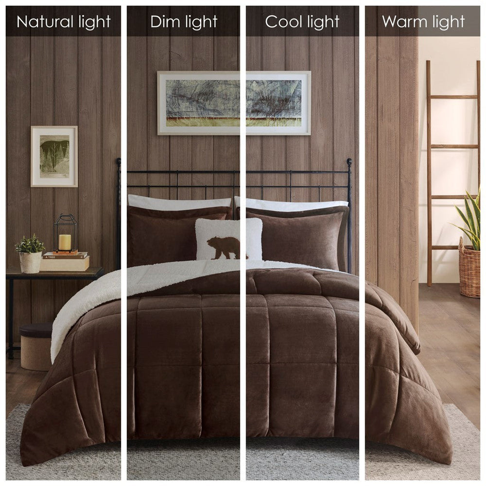 Full/Queen Plush to Sherpa Down Alternative Comforter Set Media 8