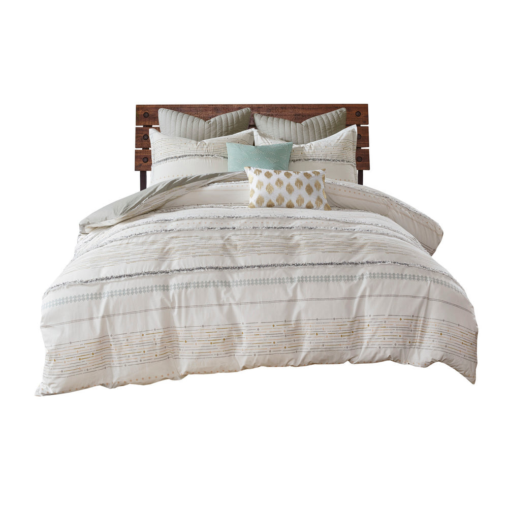 Full/Queen Cotton Printed Duvet Cover Set with Trims Media 9