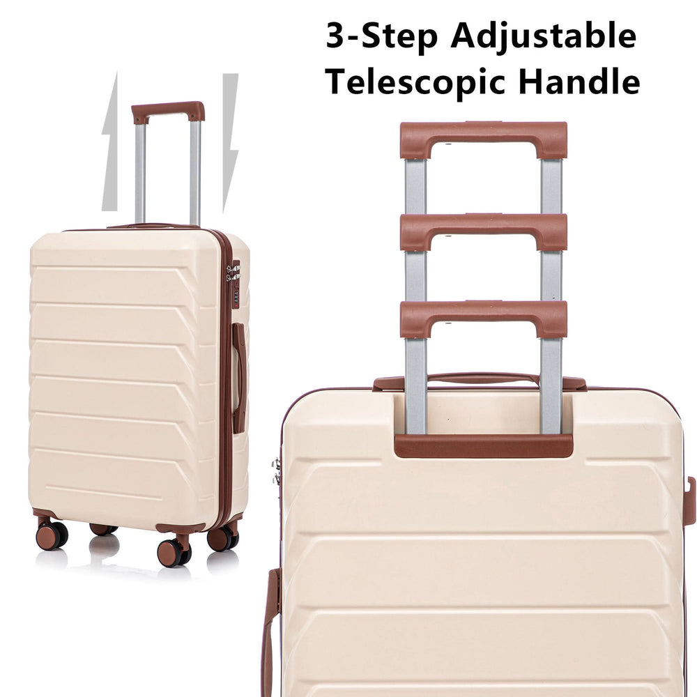 Abs Luggage Set 20 24 28 Inches 3 Piece Beige Durable Spinner Wheels & Combination Lock Media 9