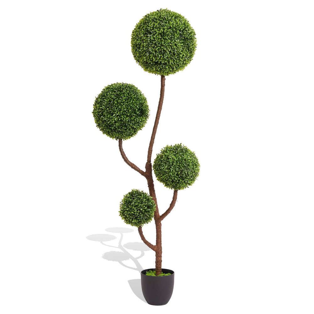 Artificial Boxwood Topiary Tree Triple Ball-Shaped Faux Plant Green Plastic 150cm Media 1
