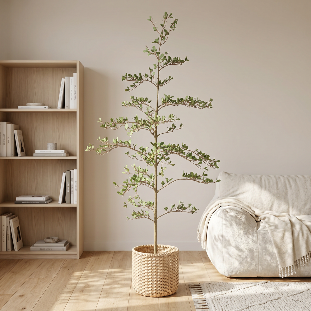 6ft Artificial Olive Tree, Realistic Faux Potted Plant in Black Pot, Indoor & Covered Outdoor Decorative Tree for Living Room and Office, 1pc/set Media 1