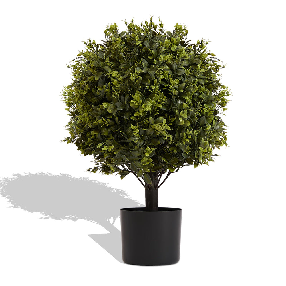 UV Protection Artificial Ball Topiary Tree Decoration in Pot 55cm Green Plastic Set of 2 Media 4