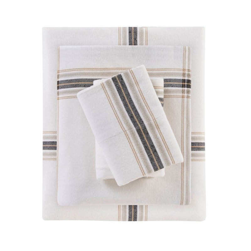 4 PCS Full Sheet Set Tan Plaid