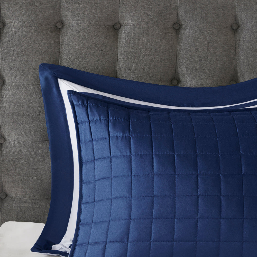 8 Piece Comforter and Quilt Set Collection Navy Full/Queen Media 5