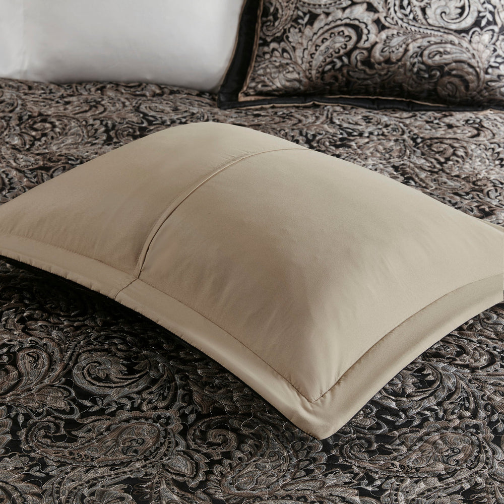 5 Piece Jacquard Bedspread Set with Throw Pillows Black King Media 8