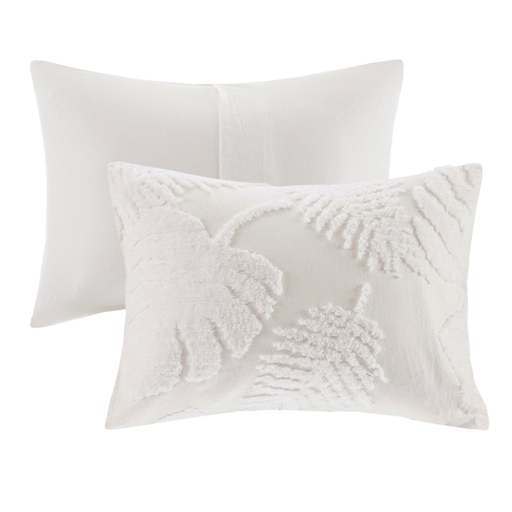 Full/Queen 3 Piece Tufted Cotton Chenille Palm Duvet Cover Set Media 12