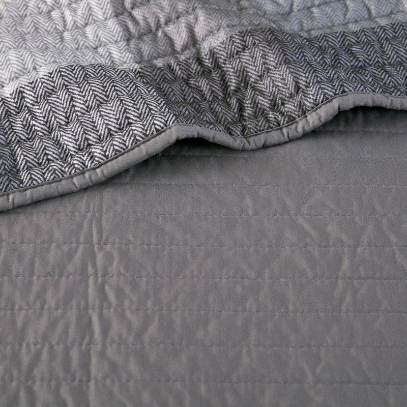 6 Piece Reversible Plaid Daybed Cover Set Grey Daybed