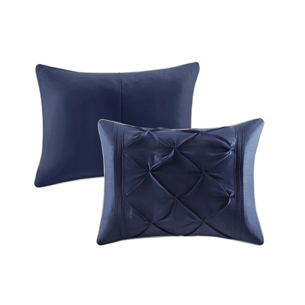 7 Piece Tufted Comforter Set Navy Cal King Media 4