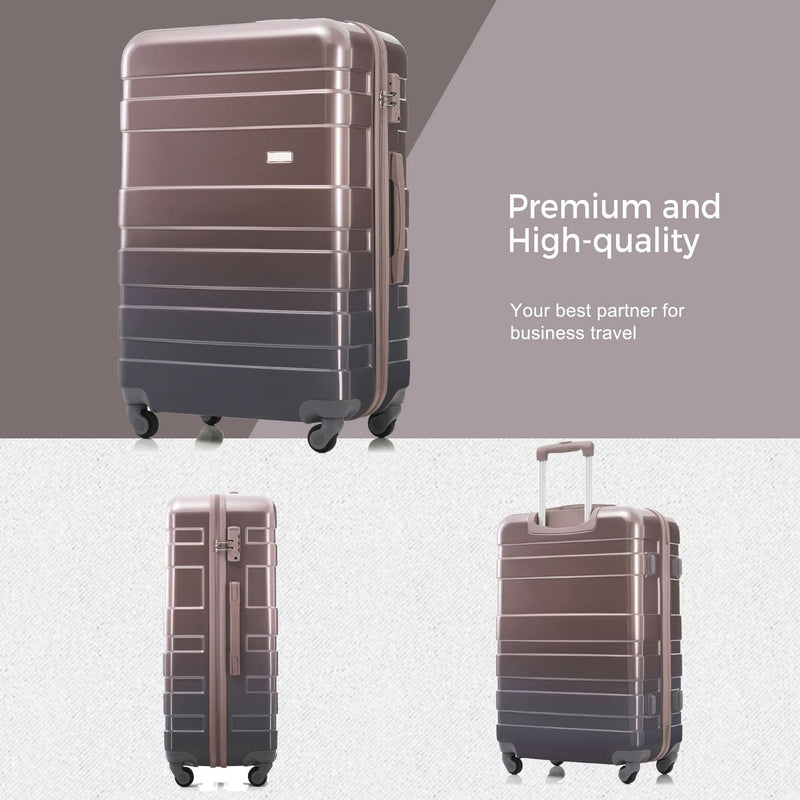 Luggage Set ABS Hardside Lightweight Golden 20 24 28 Inches Spinner Wheels TSA Lock