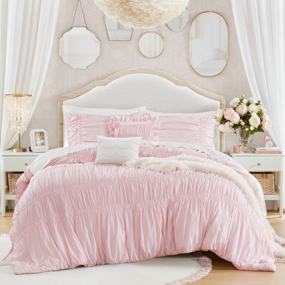 5 Pieces Full/Queen Comforter Set,Pink Media 1