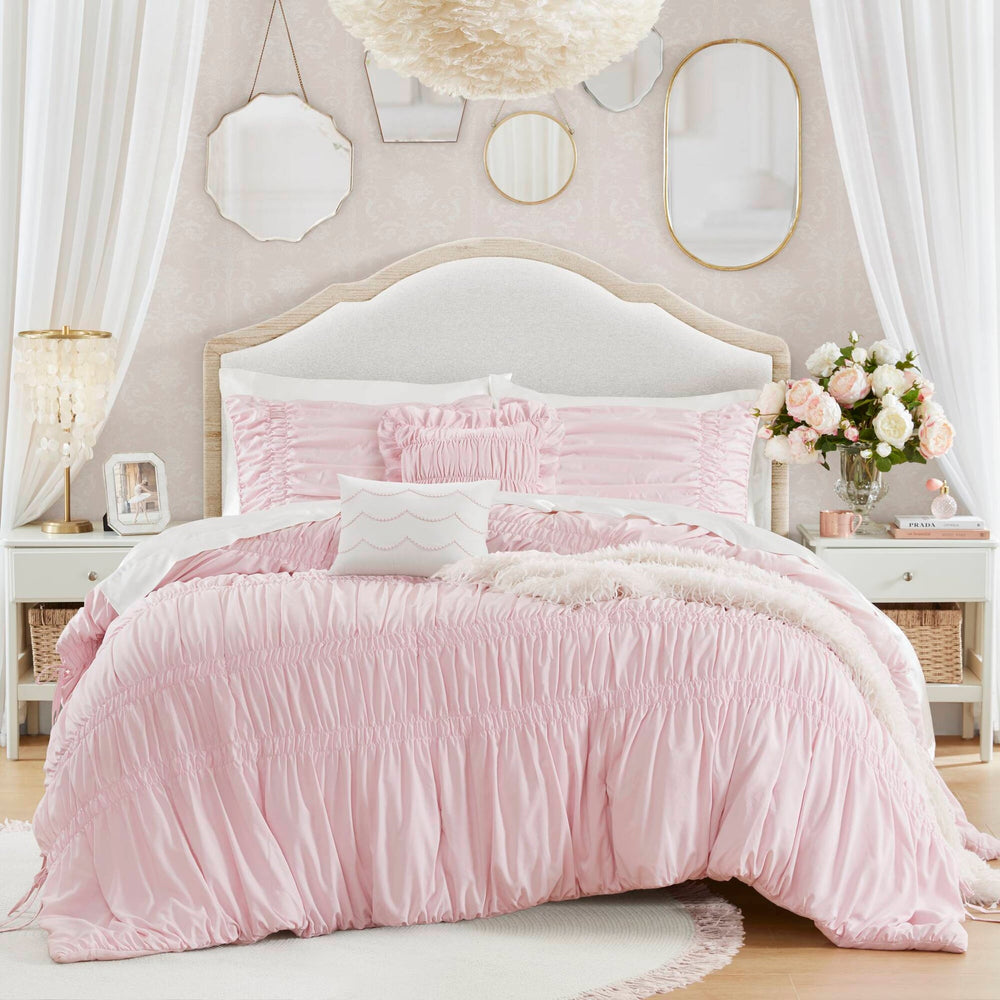 5 Pieces Full/Queen Comforter Set,Pink Media 1