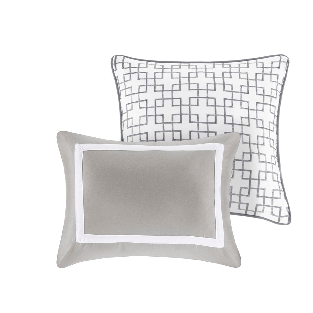 8 Piece Comforter and Quilt Set Collection Grey Full/Queen Media 17