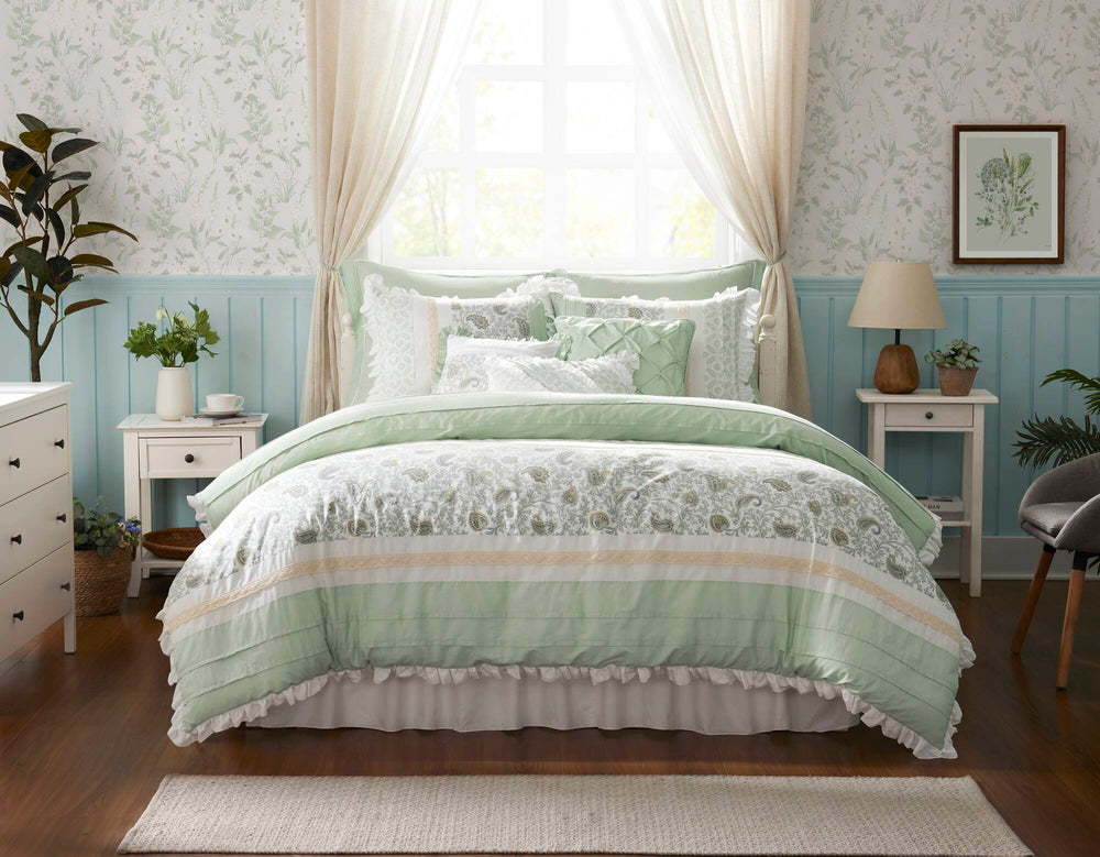 9 Piece Cotton Percale Comforter Set Queen Media 9