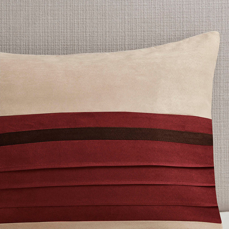 7 PC Pieced Faux Suede Comforter Set Red King