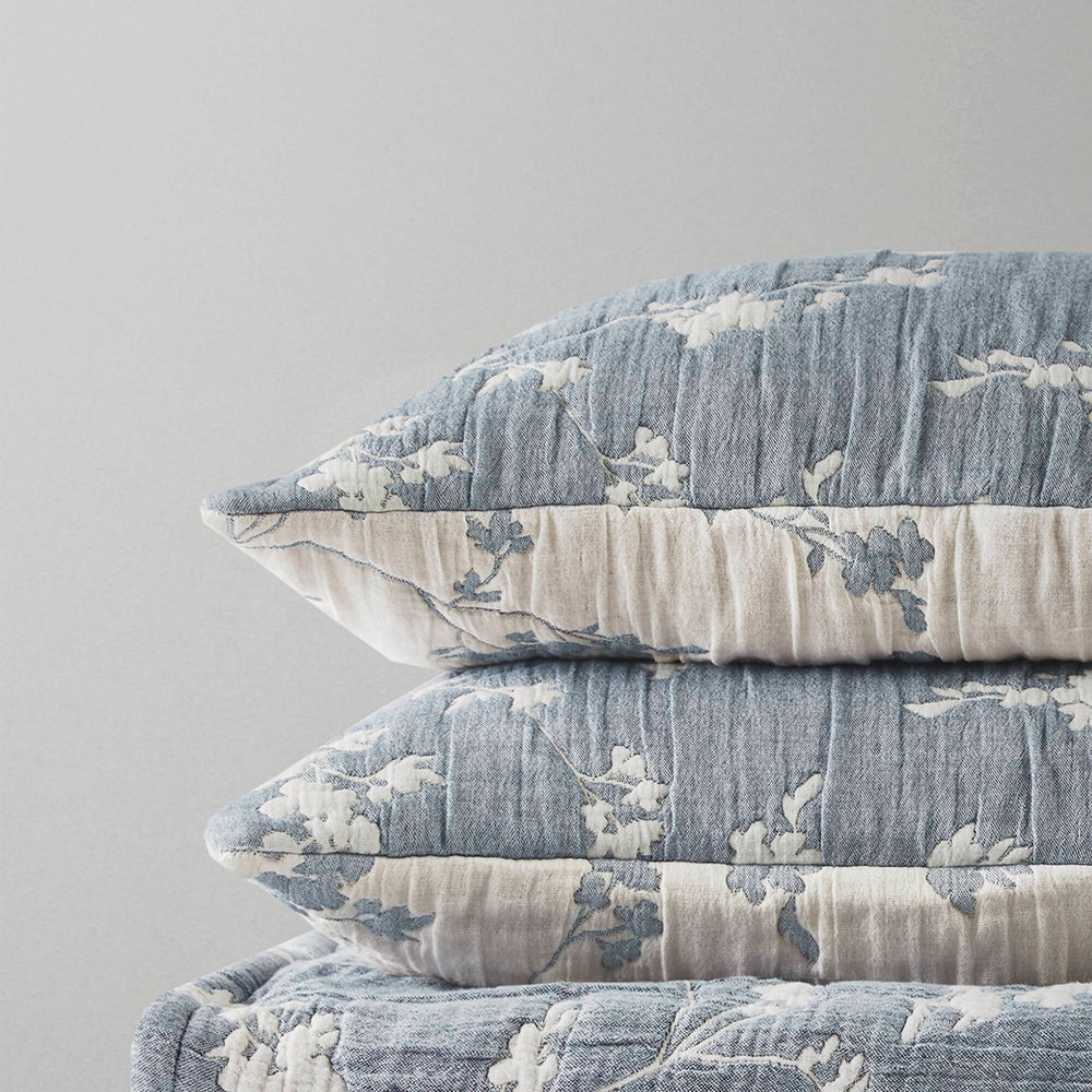 3 Pieces Full/Queen Jacquard Cotton Gauze Quilt Set,Blue Media 16