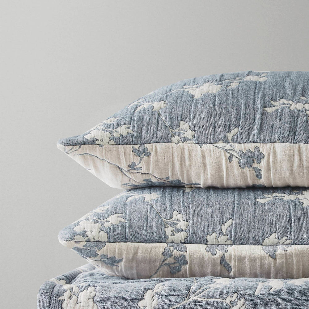 3 Pieces Full/Queen Jacquard Cotton Gauze Quilt Set,Blue Media 16