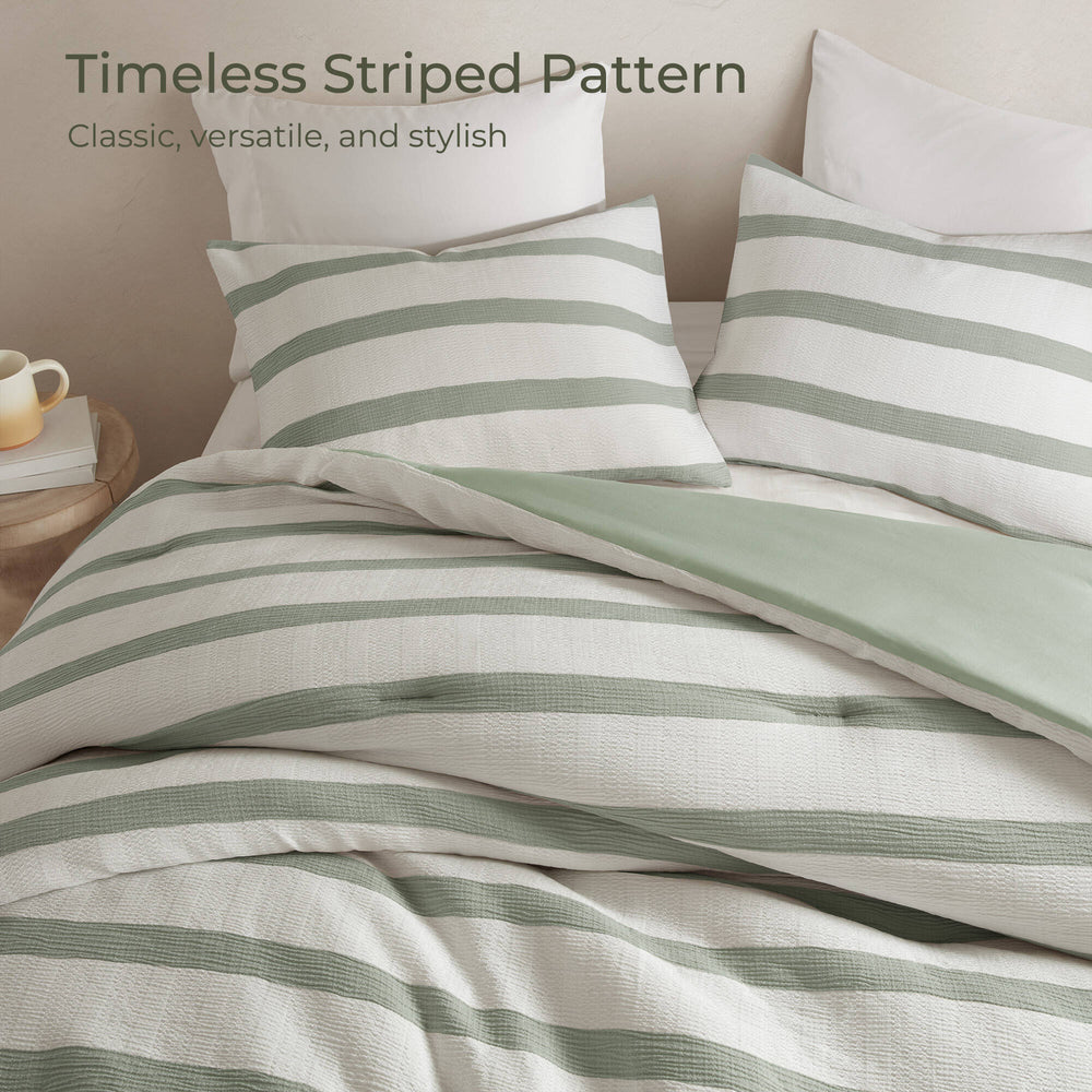 3-Piece Full/Queen Yarn-dyed striped comforter Media 3